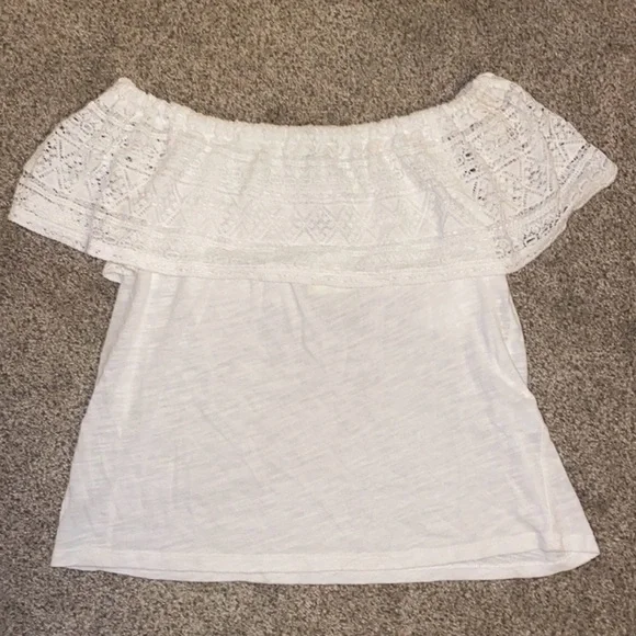 Lucky Brand Crochet Lace Off-the-Shoulder Top | White | Size Small | NWT - Picture 4 of 4